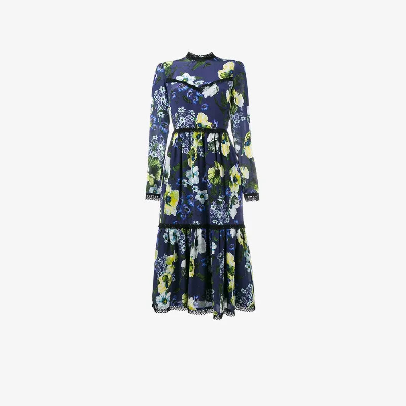 Erdem floral print tiered dress | Browns Fashion
