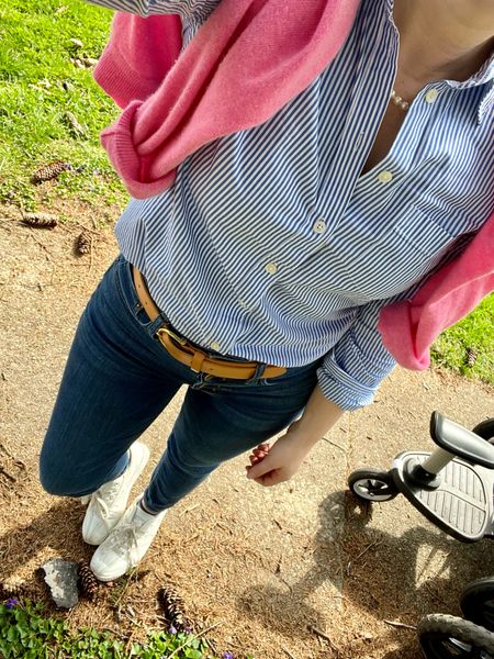 I’ve been reaching for those classic preppy wardrobe staples like this striped button down & a soft cashmere vneck in a pretty pink

#LTKsalealert #LTKstyletip #LTKSeasonal