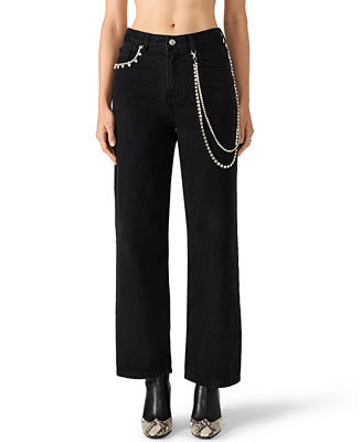 Steve Madden Women's Swift Mid-Rise Rhinestone Chain Jeans - Macy's | Macy's