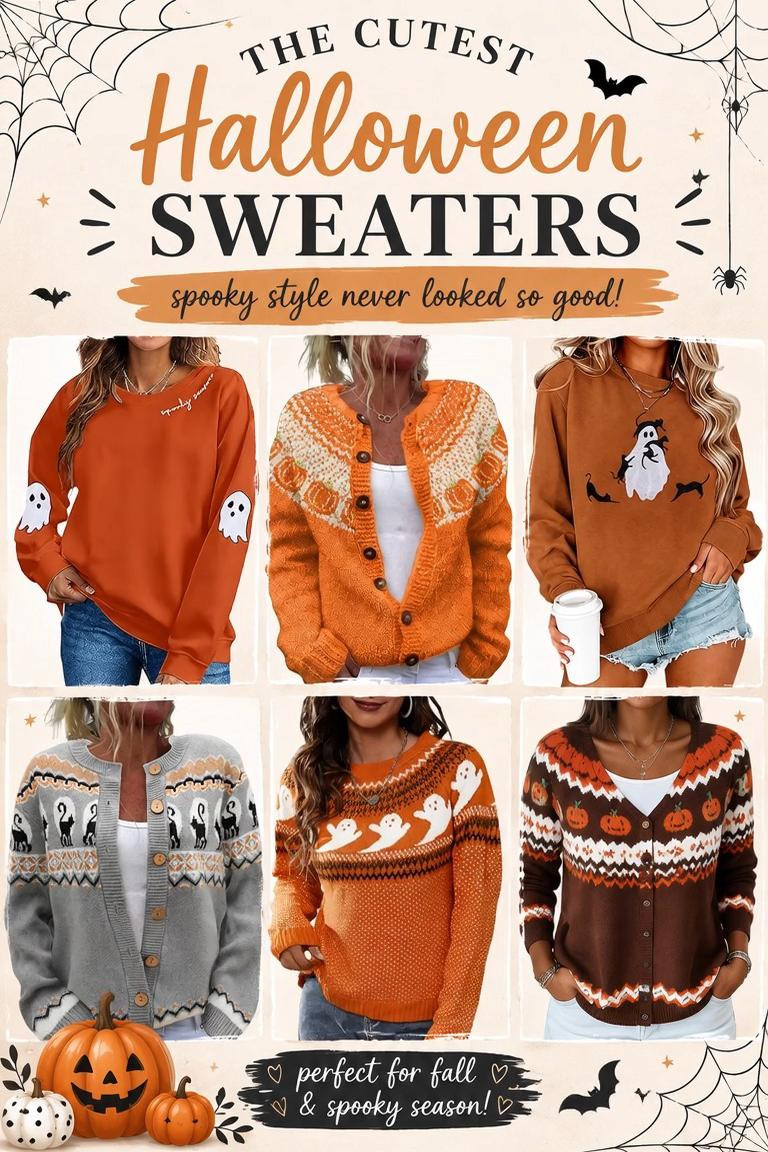The Cutest Halloween Sweaters for Spooky Season 🎃👻 Get ready for spooky season with these adorable Halloween sweaters! From cute ghosts and black cats to pumpkins and cozy fall patterns, these festive sweaters are perfect for October outfits, pumpkin patch days, Halloween parties, casual fall looks, and cozy weekends. Pair them with jeans, leggings, or boots for an easy Halloween outfit that’s festive without being a costume. #HalloweenSweaters #HalloweenOutfits #HalloweenFashion #SpookySeason #SpookyStyle #FallOutfits #FallFashion #CuteHalloween #HalloweenStyle #GhostSweater #PumpkinSweater #FallSweaters #CozyFallStyle #OctoberOutfits #WomensFallFashion #SweaterWeather #HalloweenInspo #FallStyle 

 