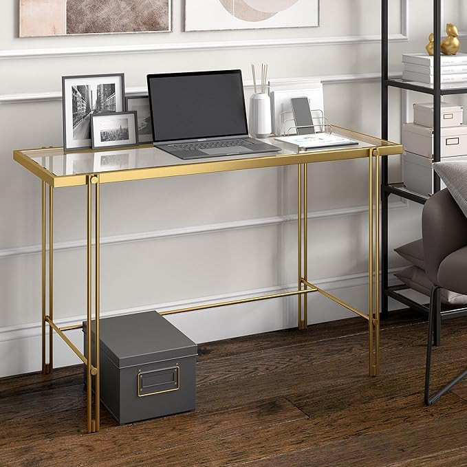 Inez Rectangular 48'' Wide Desk in Brass | Amazon (US)