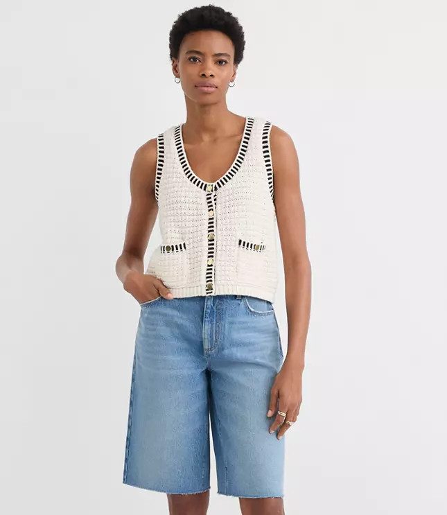 Scoop Neck Pocket Sweater Vest | LOFT