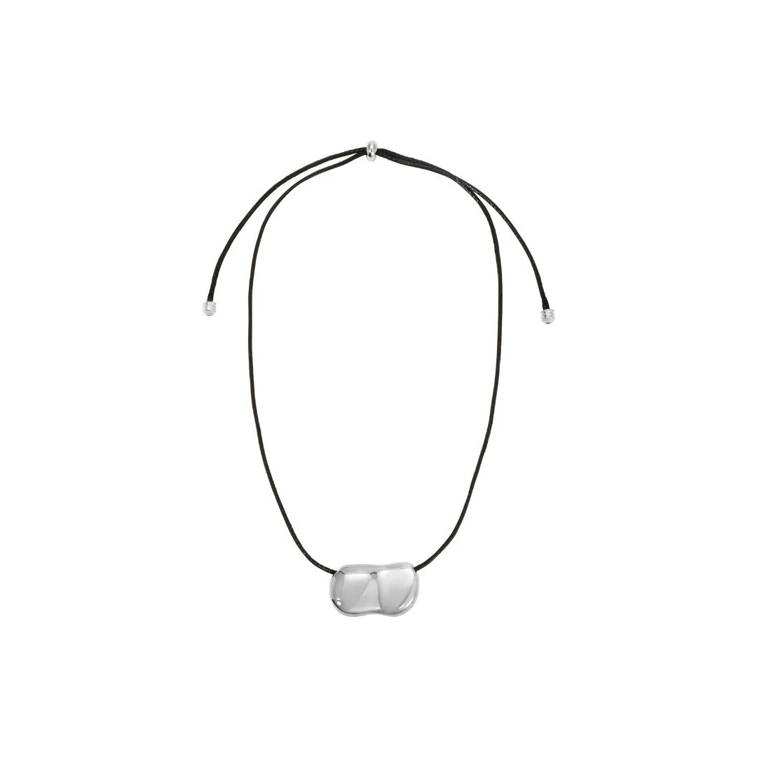 PEBBLE NECKLACE SILVER/BLACK | Heaven Mayhem