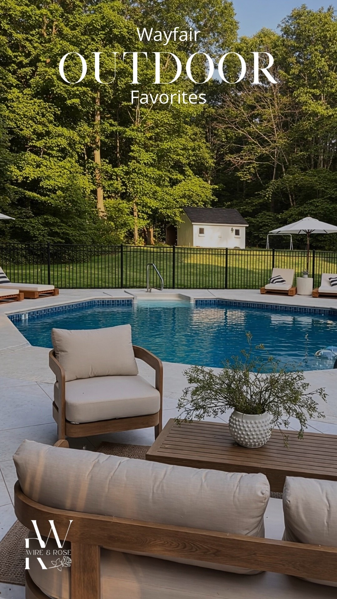 All of my favorite outdoor furniture pieces for my newly remodeled pool patio. The acacia chaise lounges, umbrellas are so high quality. The modern patio couch set comes with a coffee table, 2 chairs and a couch which is perfect for a smaller porch or patio. The best part? They are aluminum so won’t rust but look exactly like white oak. They’re also super light weight. 10/10! 

🏷️ chaise lounge , pool loungers , patio set , patio furniture, curved outdoor sofa , modern outdoor sofa , outdoor chairs

#LTKSpringSale

#LTKSeasonal #LTKHome