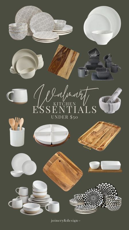 Walmart kitchen essentials under $50! I’m loving the warm wood tones, and all the neutral tableware options 🎉

#dishware #stoneware #serveware #cuttingboard #entertaining

#LTKhome #LTKparties #LTKfindsunder50