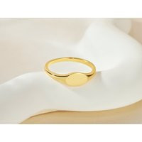 Oval 18K Gold Vermeil Signet Ring Sterling Silver Stackable Band Dainty Modern Minimalist Gift For Her By Jiore | Etsy (US)