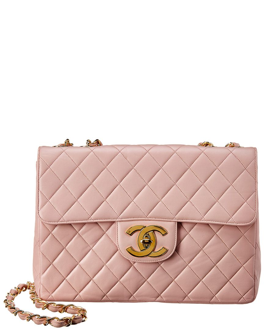 Chanel Pink Quilted Lambskin Leather Jumbo Single Half Flap Bag | Ruelala