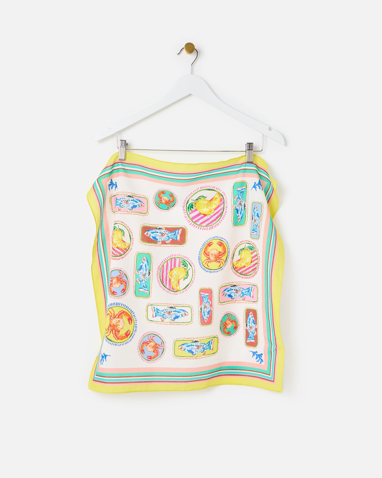 Bright Summer Stamps Print Square Scarf | Oliver Bonas | Oliver Bonas (Global)