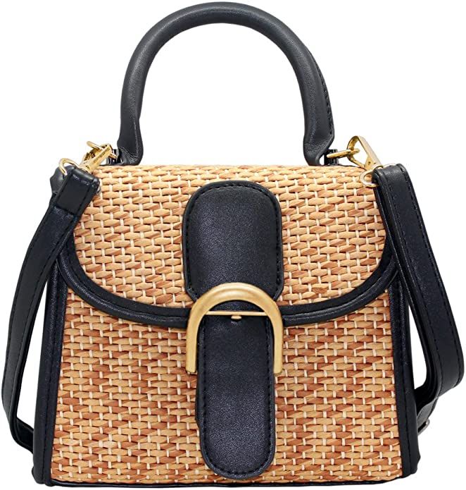 Boshiho Retro Straw Woven Handbag Womens Small Cross Body Bag Shoulder Messenger Satchel | Amazon (US)