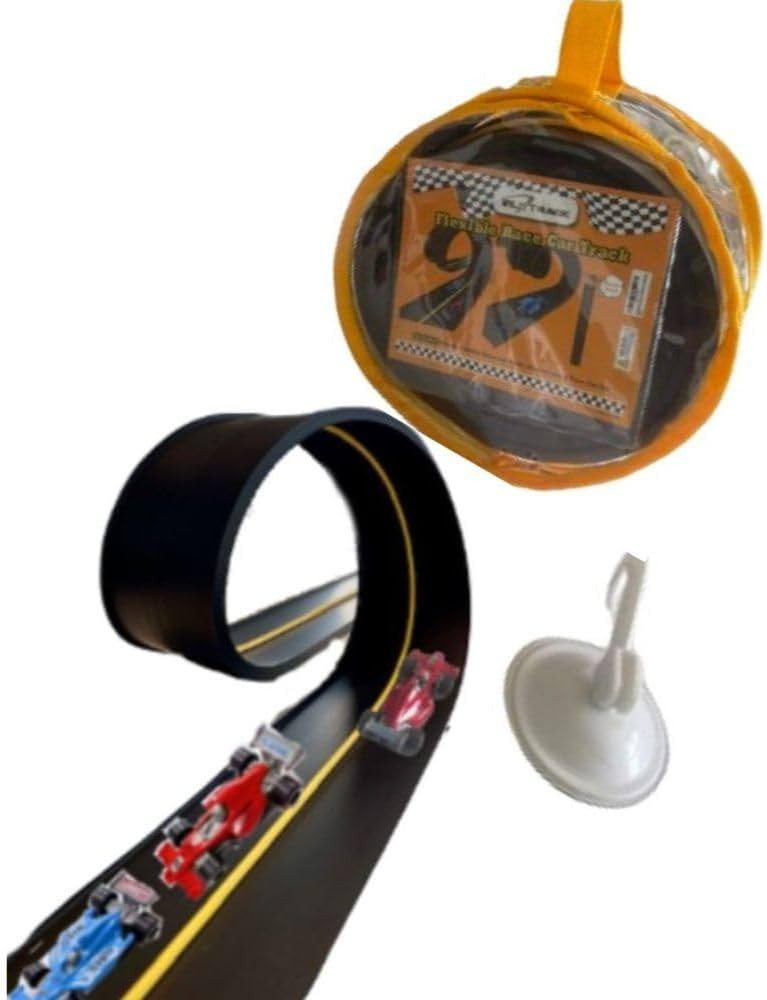 Flexible Race Car Track Set, with Pressure Suction Cup, 2 Small racecars, Zipup Storage Bag, High... | Amazon (US)