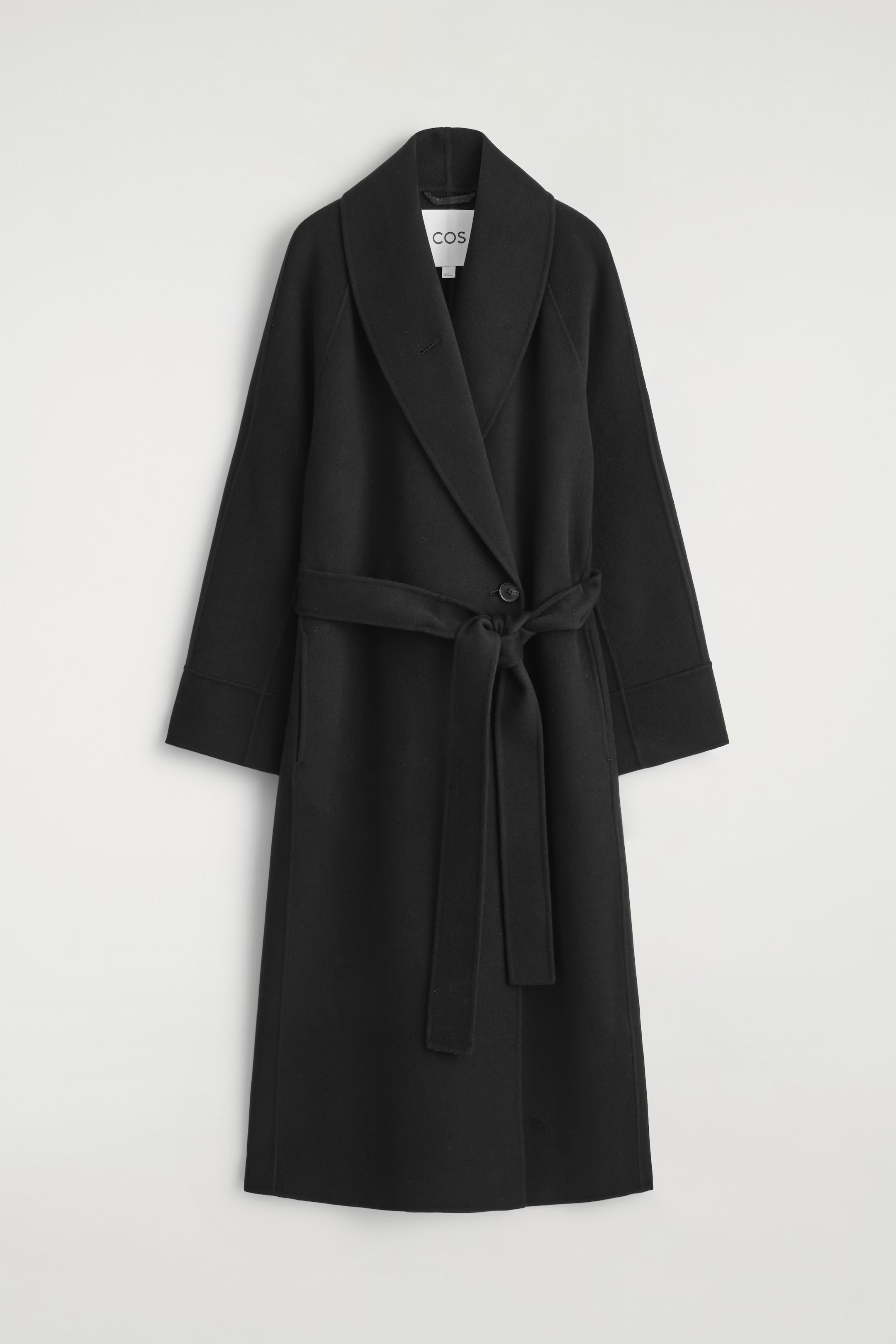 BELTED DOUBLE-FACED WOOL LONG COAT - BLACK | COS GB | COS UK