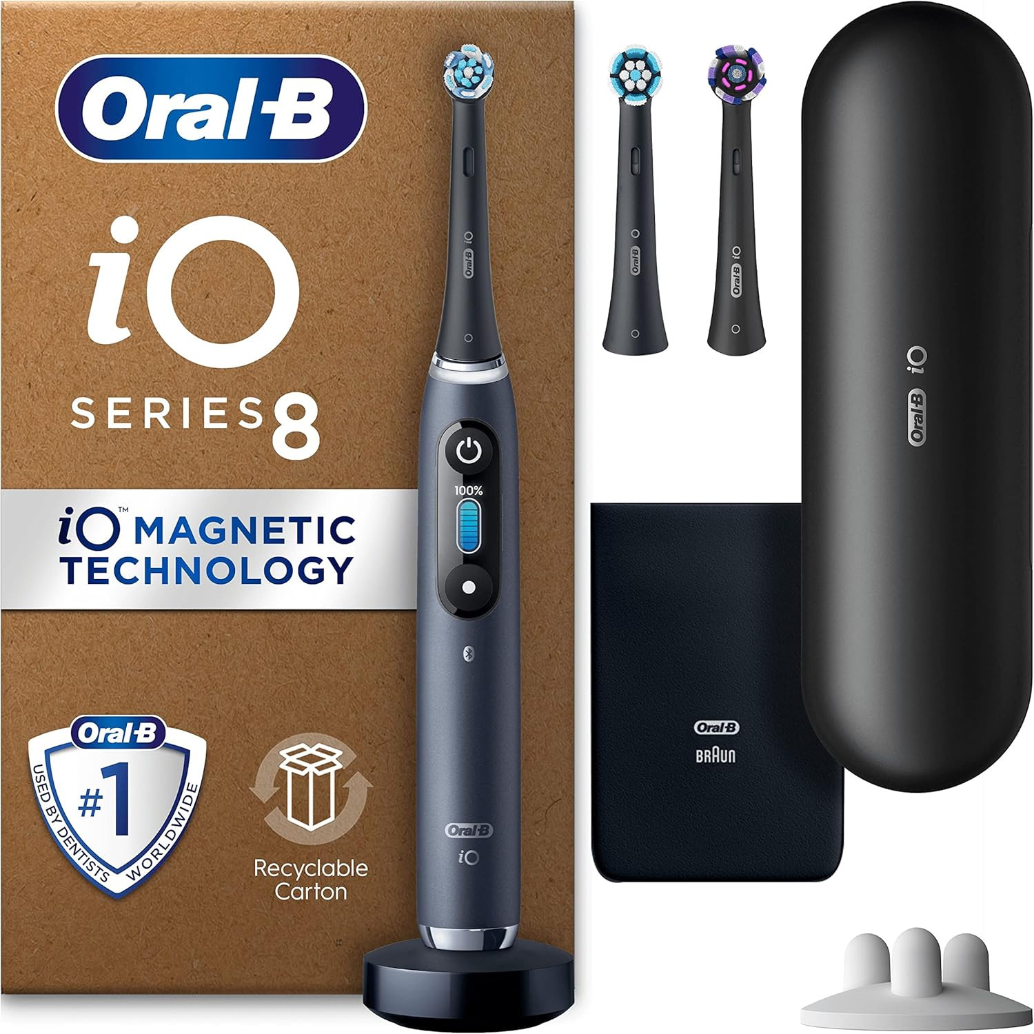Oral-B iO8 Electric Toothbrush For Adults, App Connected Handle, 3 Toothbrush Heads, Travel Case ... | Amazon (UK)