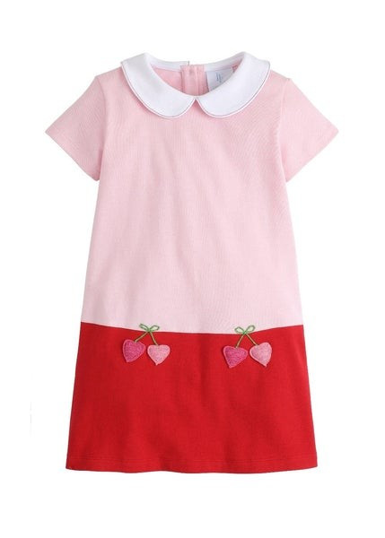 Colorblock Libby Dress - Cherry Hearts | JoJo Mommy