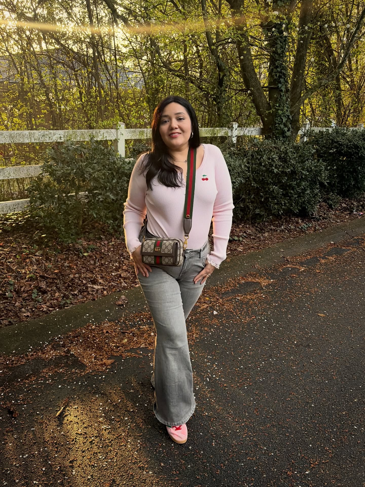 Mood 🍒🌸✨ I’m loving flares right now, they are so flattering and you can style them with sneakers or heels! Wearing size L top and 12 jeans 

#LTKMidsize #LTKootd #LTKmomlife