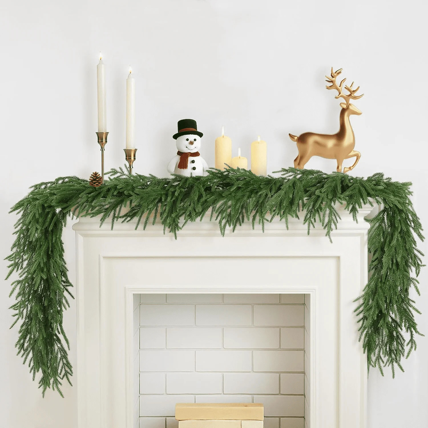 COOKEY 9FT Christmas Garlands Norfolk Pine Garland, Real Touch Artificial Faux Greenery Garland f... | Walmart (US)