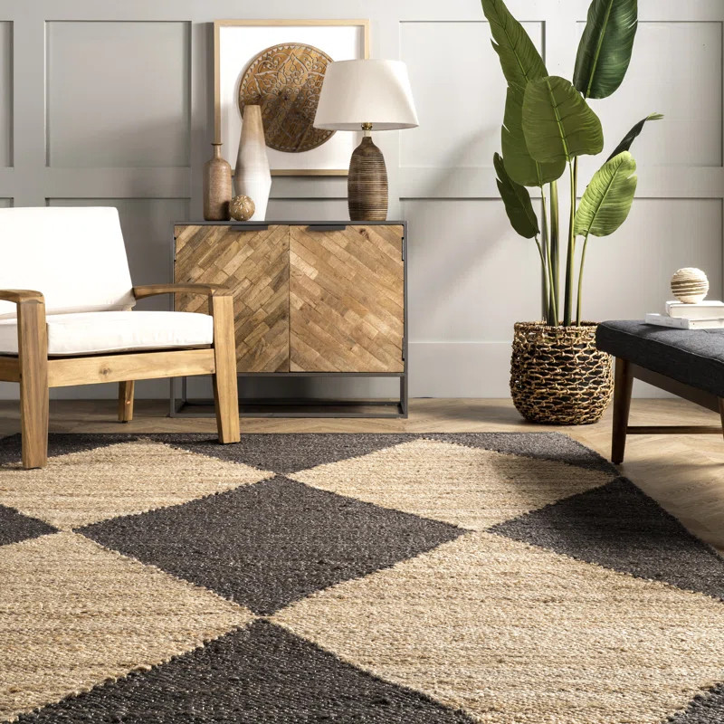 Lowman Geometric Hand Hooked Jute/Cotton Beige/Brown Area Rug | Wayfair North America