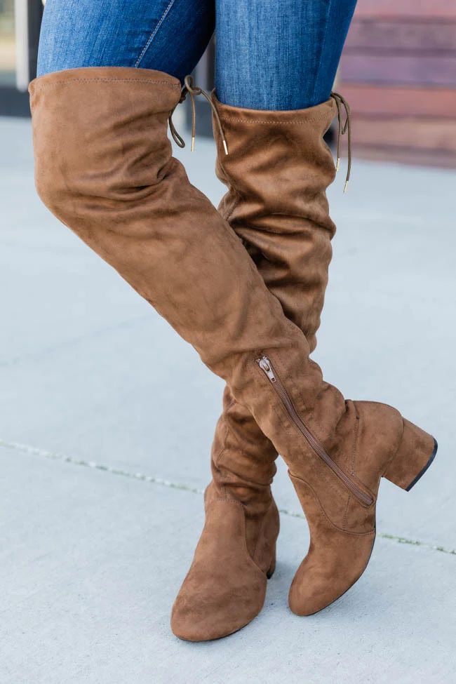 Clara Over The Knee Brown Boots | Pink Lily