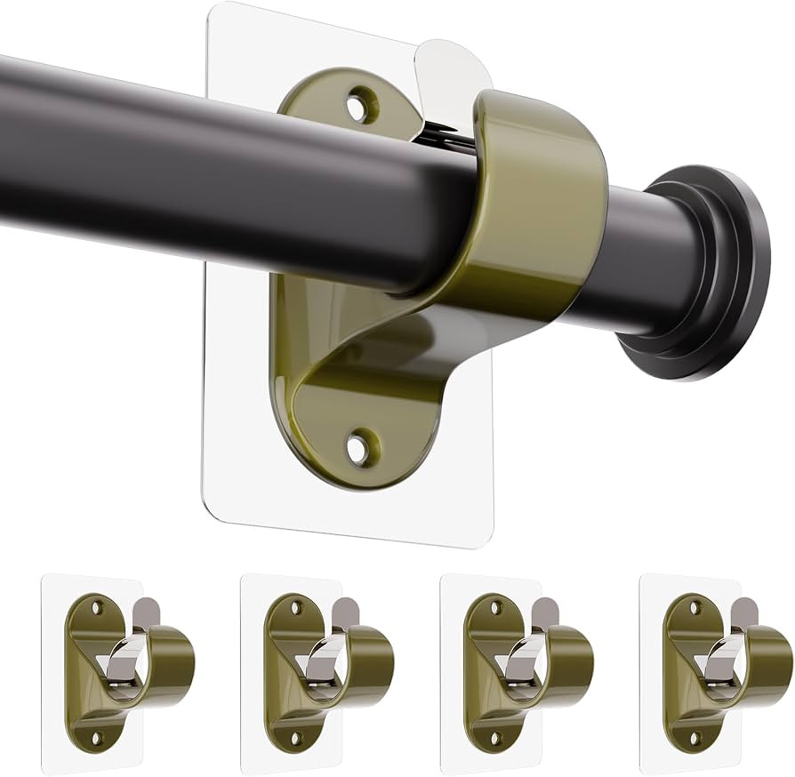 ANDGOO Adhesive Curtain Rod Holders-26LB, 4-Pack, Drilless Curtain Brackets | Amazon (US)