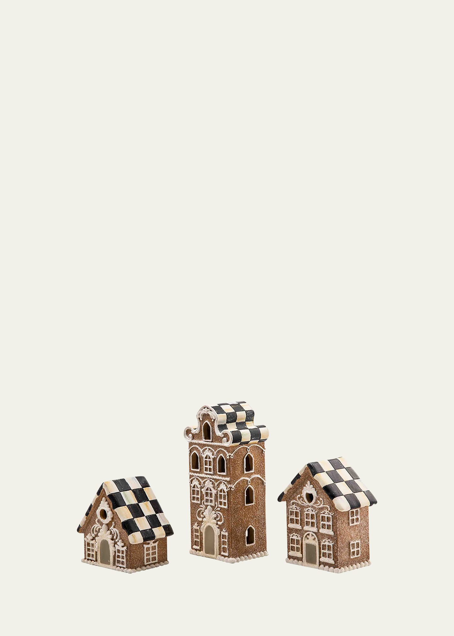 MacKenzie-Childs Gingerbread Illuminated Mini Houses, Set of 3 | Bergdorf Goodman