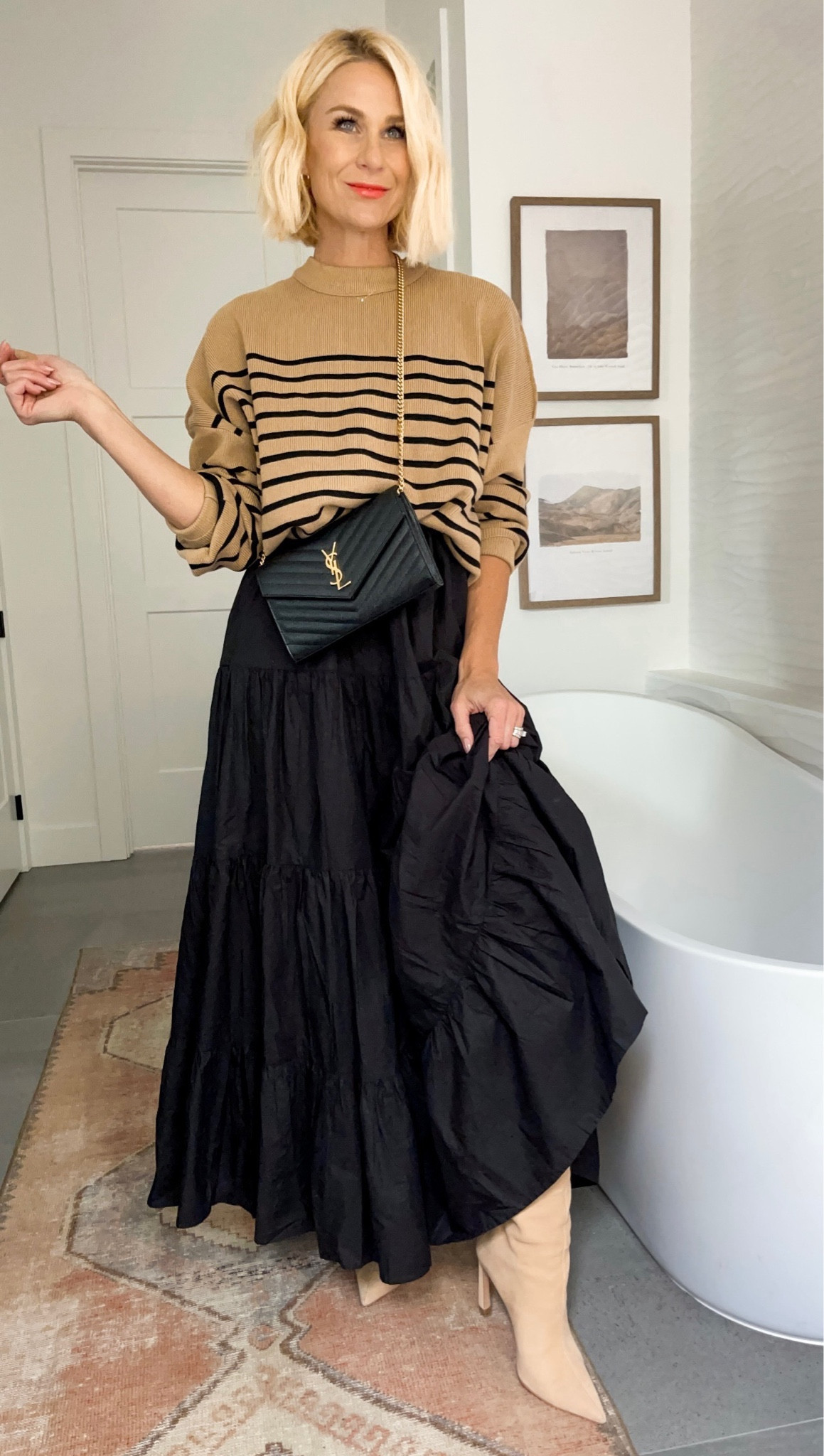 Don’t put away your summer maxi dress quite yet! Layer your favorite sweatshirt or sweater on top. I tuck mine into a bralette for a flattering, cropped look. 
Lippy is true coral. 💄
Sizing:
Wearing a small in dress, medium In sweater 

#LTKbeauty #LTKSeasonal #LTKstyletip