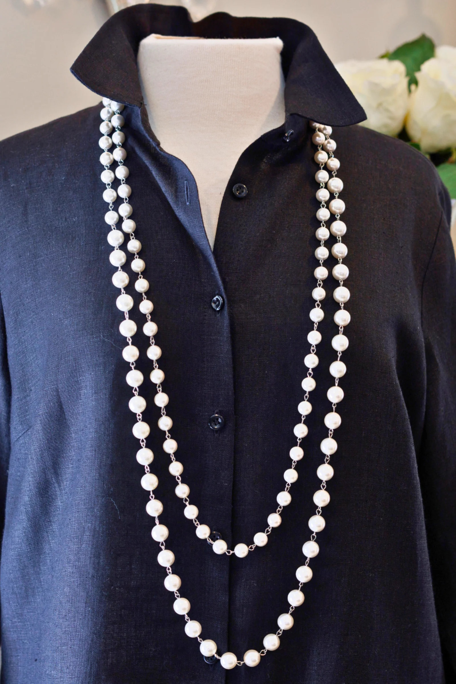 Regency Due Strand Pearl Necklace | Arte Italica & Crown Linen Designs