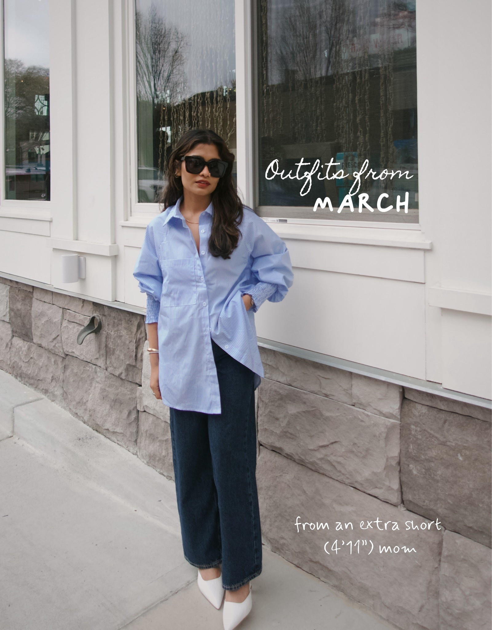 Petite (under 5 ft) mom friendly outfits from march (early spring) 

Sizes listed (in no particular order)

-Size small in oversized blue and white striped shirt. Can definitely size down to xs  

Wearing size 14 in extra baggy boys’ jeans 

-Wearing lightweight drawstring pants (wearing xs) (I’m 4’11” and these are not petite size, however they do have petite size online)

(Denim wash is sold out but other colors available) 

-Spring floral set that’s flattering and comfortable. Wearing small (runs a little on the bigger side) 


-Flowy lightweight trench coat that can be worn many ways: untied or tied. Runs oversized and also comes with elastic in the back. Comes in two colors. I’m wearing xs. 

Wearing 25 in jeans (linking similar pants from Amazon since this is low in stock—I wear size 4 in Amazon one) 

-Petite mom Spring outfit (can be worn with other types of footwear as well). Wearing smalls in top and skirt 

-Spring 90s inspired petite mom outfit. Pieces are currently on sale. Wearing xs in top and O short/petite in barrel jeans 

#LTKPetite #LTKSeasonal #LTKmomlife