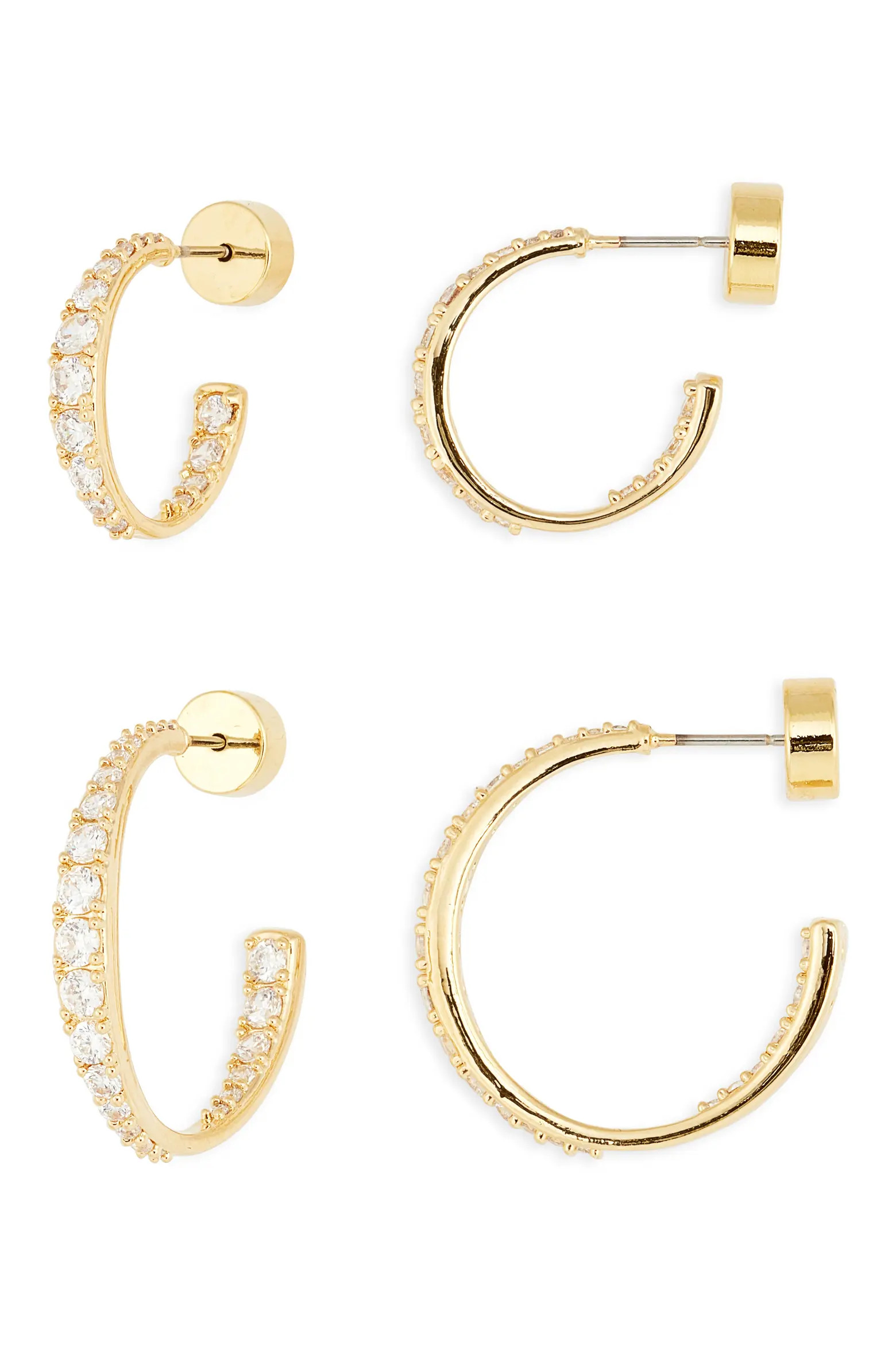 Set of 2 Graduated Cubic Zirconia Hoop Earrings (Women) | Nordstrom | Nordstrom