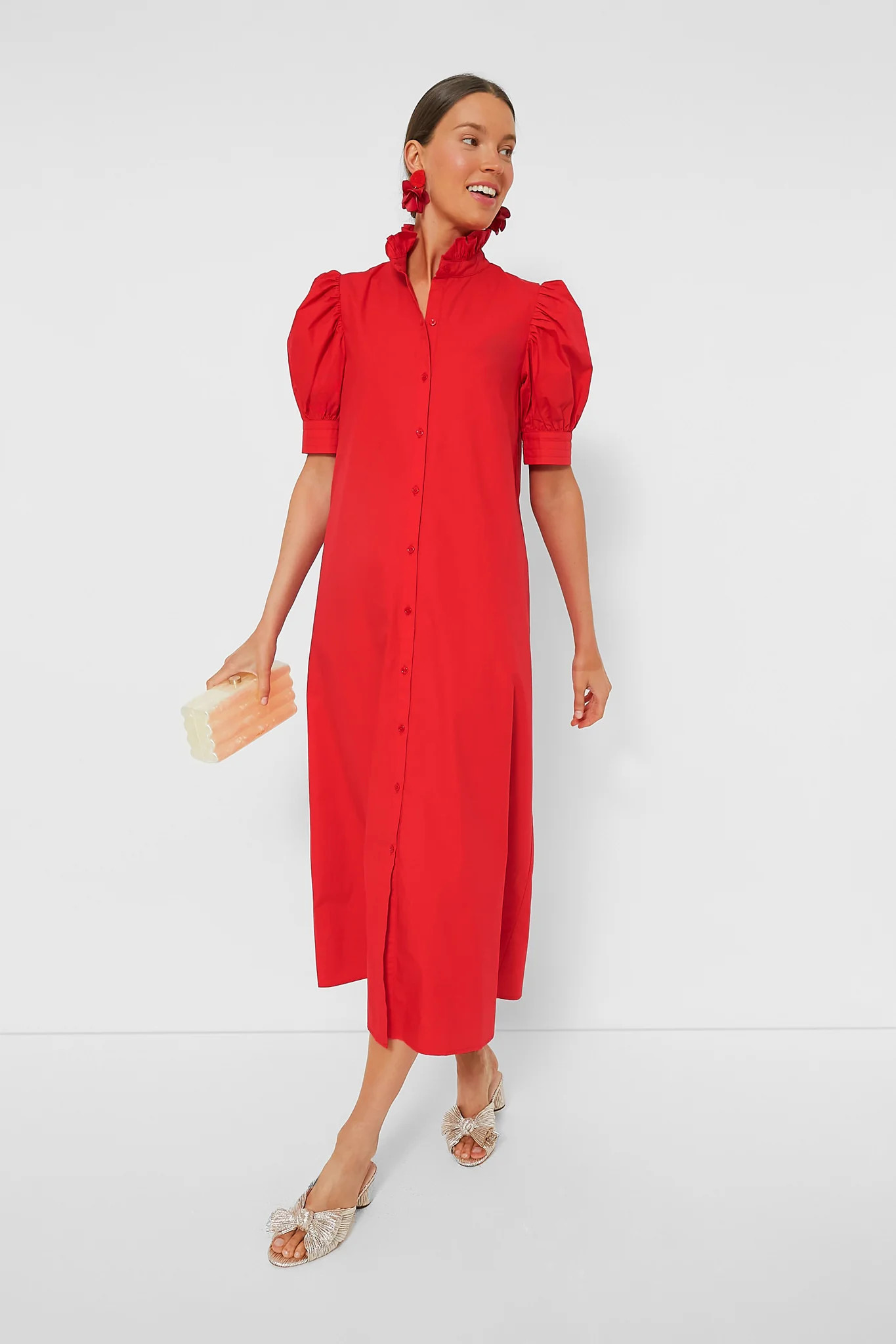 Red Ruffle Collar Louisa Maxi Dress | Tuckernuck (US)