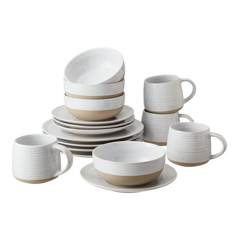 Better Homes & Gardens- Abott White Round Stoneware 16-Piece Dinnerware Set | Walmart (US)