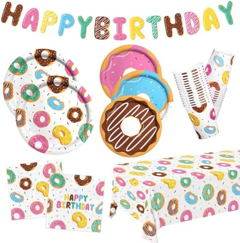 Donut Party Supplies Kit for 24 - Sweet 1st Birthday, Two Sweet and Donut Grow Up Birthday Themes... | Amazon (US)
