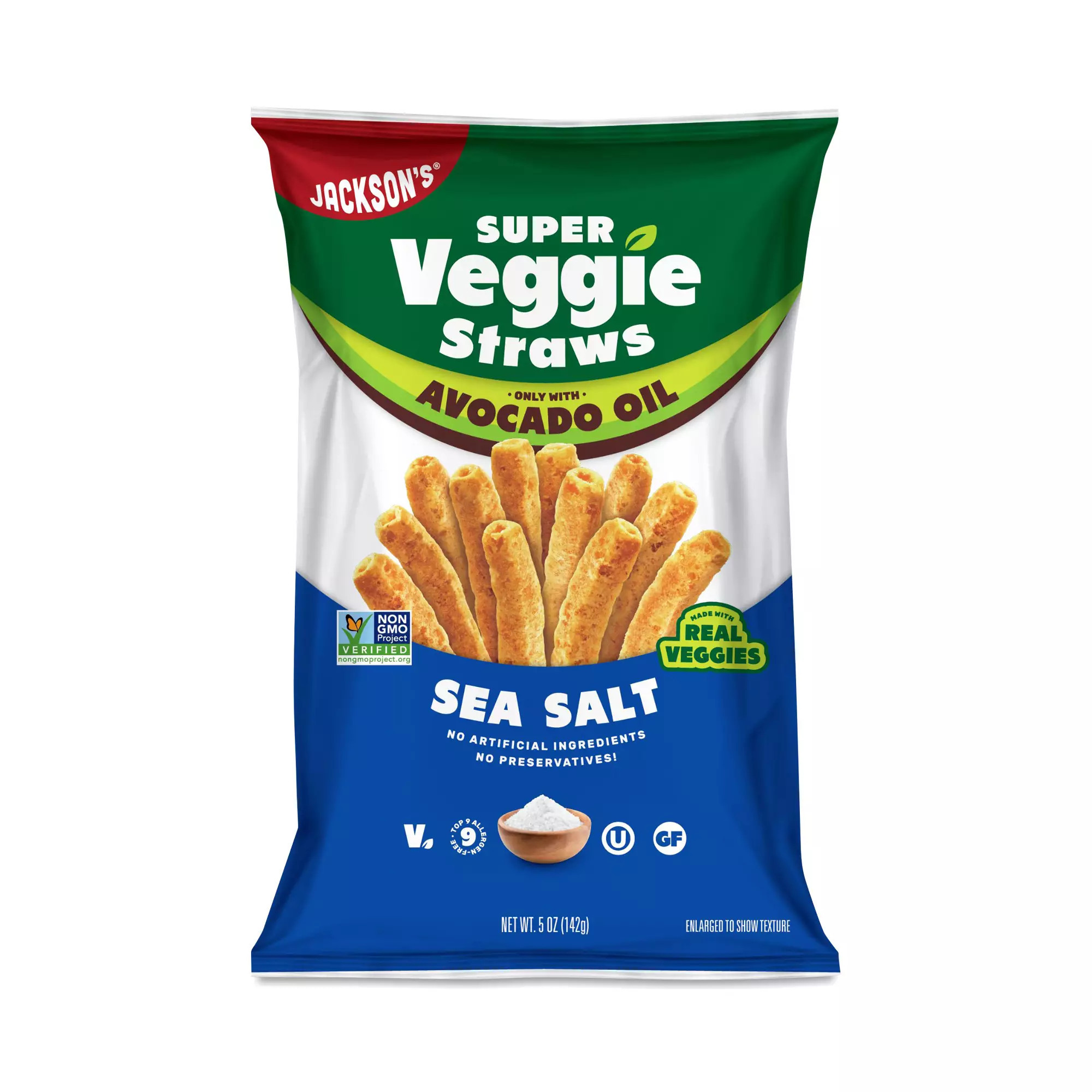 Jackson's Avocado Oil Super Veggie Straws, Sea Salt 5 oz bag | Thrive Market
