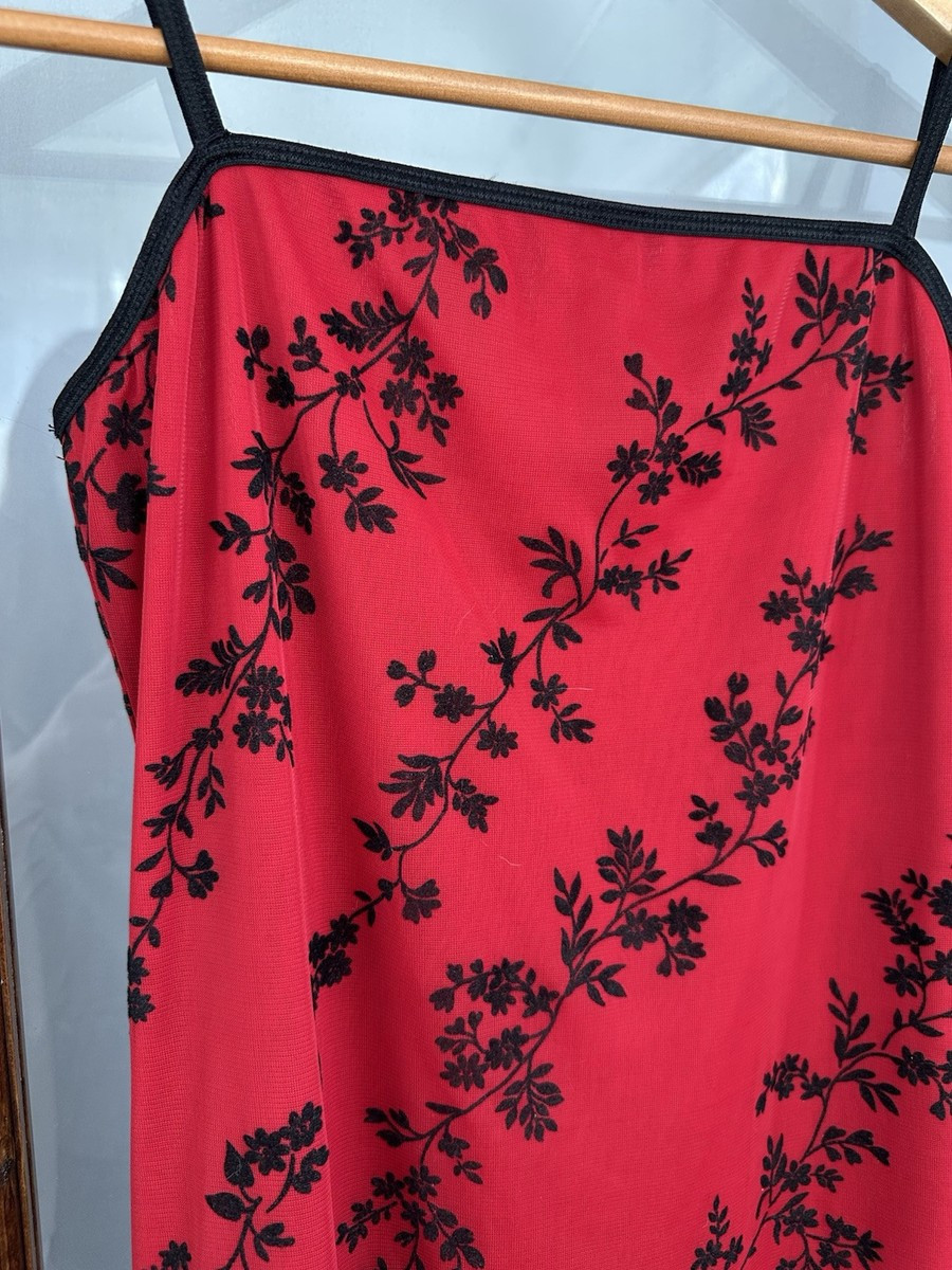 Y2K Vintage Floral Slip Dress Medium Punk Witchy Black Red Mesh Whimsigoth Maxi | eBay US
