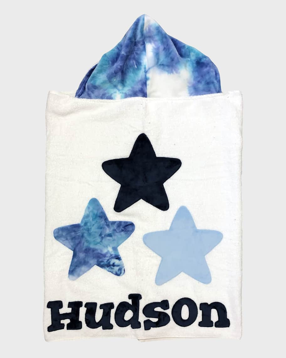 Boogie Baby Boy's Triple Stars Tie-Dye Hooded Towel, Personalized | Neiman Marcus