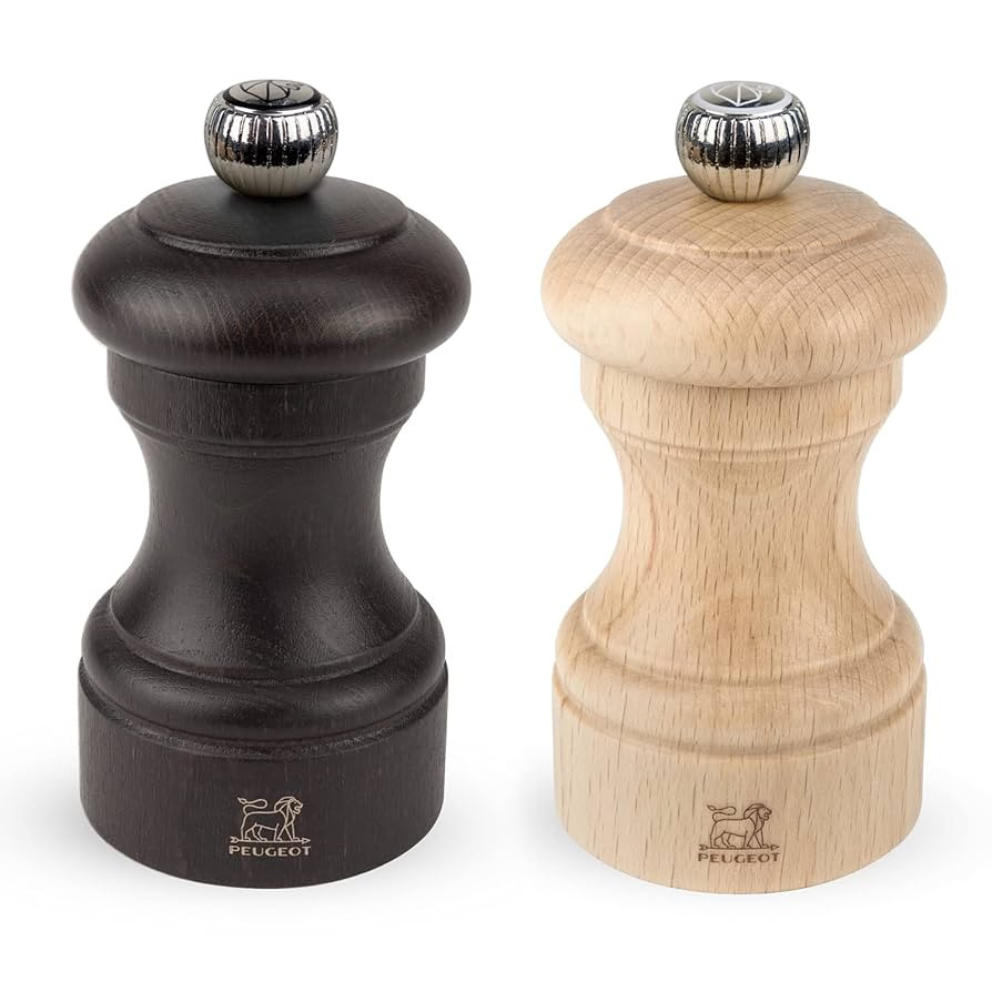 Peugeot - Bistro Manual Salt and Pepper Mill Set - Classic Adjustable Grinder - Beechwood, Chocol... | Amazon (US)