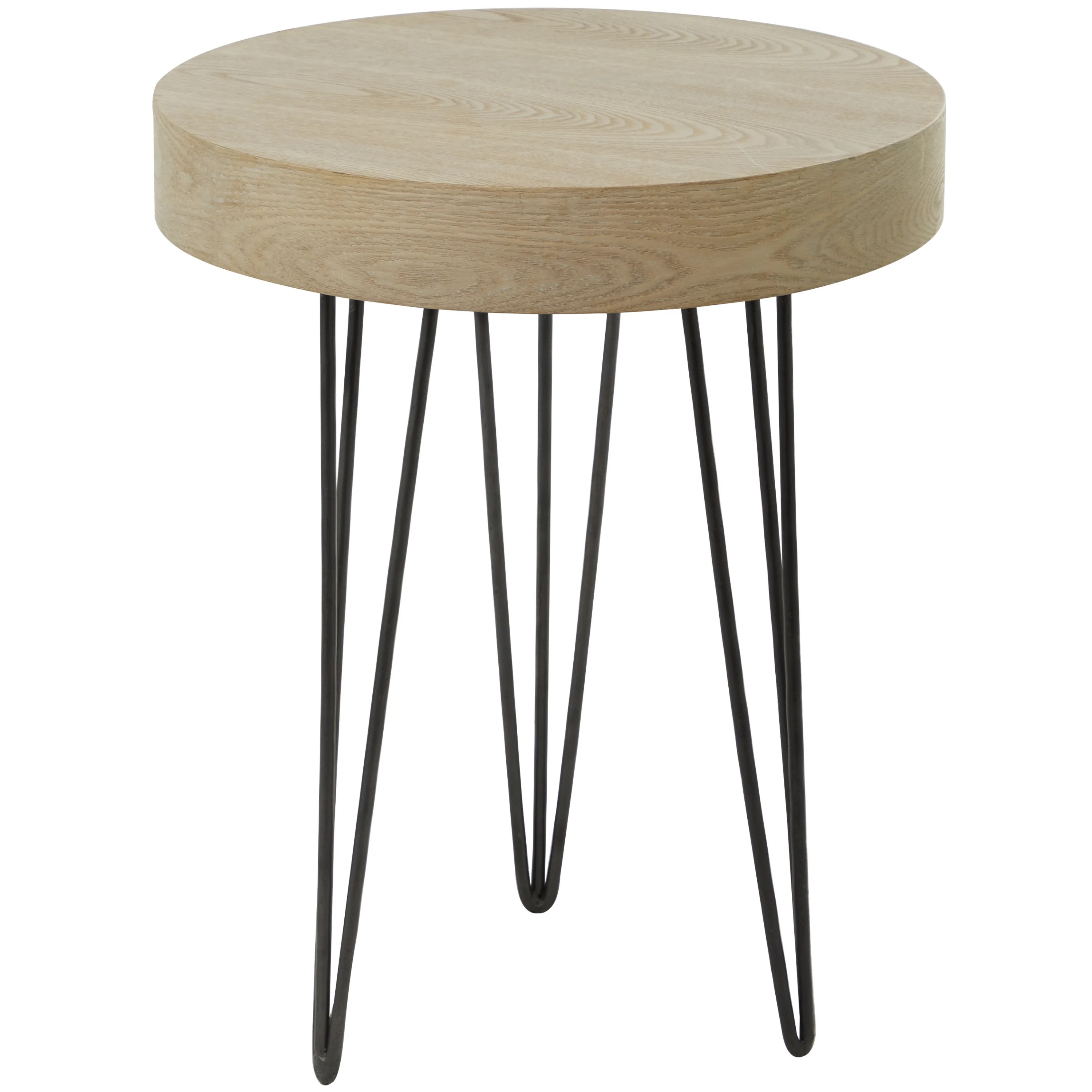 DecMode 20" x 24" Brown Wood Accent Table with Black Metal Hairpin Legs, 1-Piece | Walmart (US)