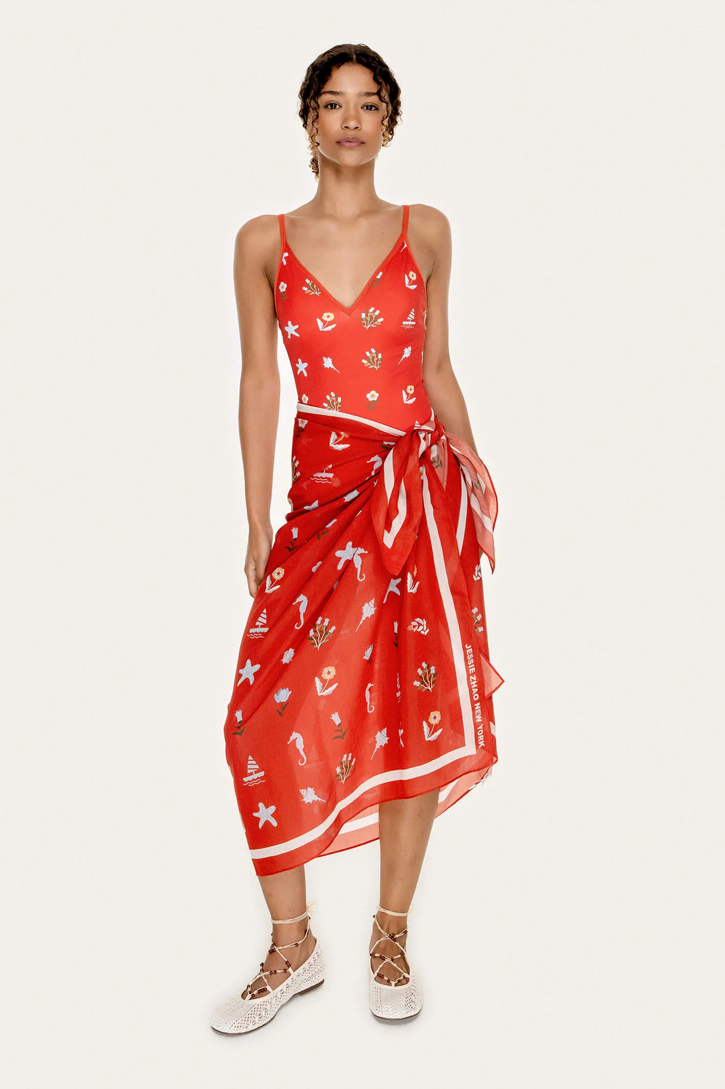 Beach Sarong Wrap - Red Tides | Jessie Zhao New York
