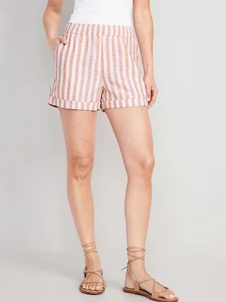 Matching High-Waisted Striped Linen-Blend Shorts for Women -- 3.5-inch inseam | Old Navy (US)