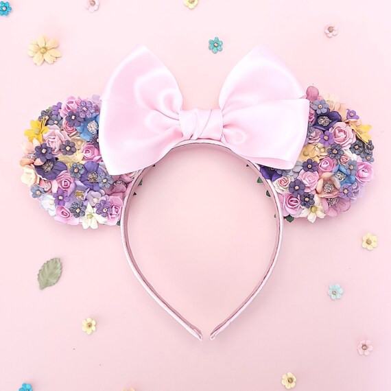 Floral Minnie Mouse Ears | Princess Ears headband | Mickey Mouse Ears | Spring Ears Headband | Etsy (US)