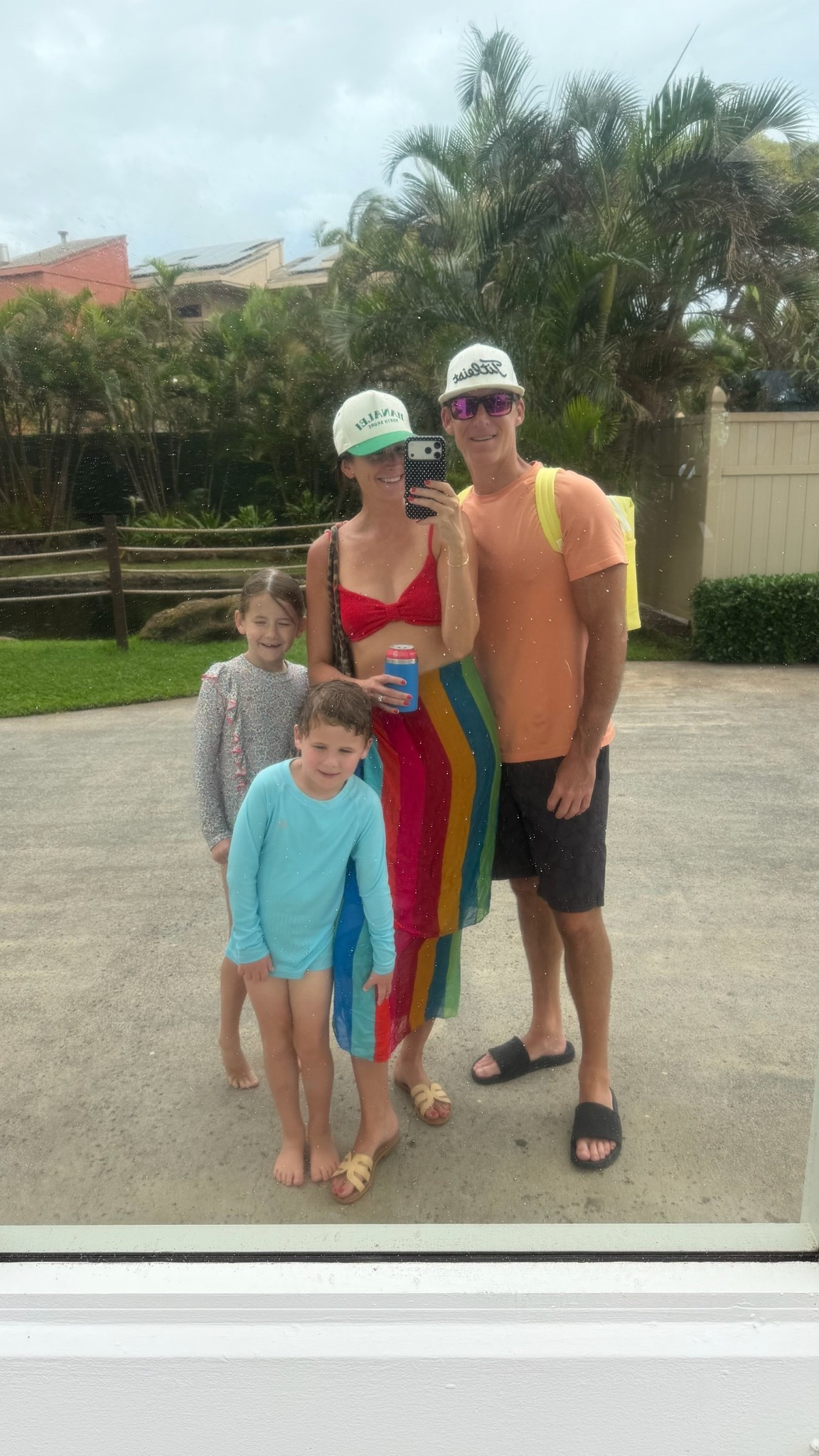 Family swim look for today!! Can you tell we got caught in the rain?! 😂 my bikini is a one size fits most so it’s very forgiving and flattering! 

#LTKmomlife #LTKKids #LTKSwim