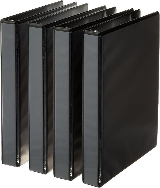 Amazon Basics 3-Ring Binder, 1 Inch - Black, 4-Pack | Amazon (US)
