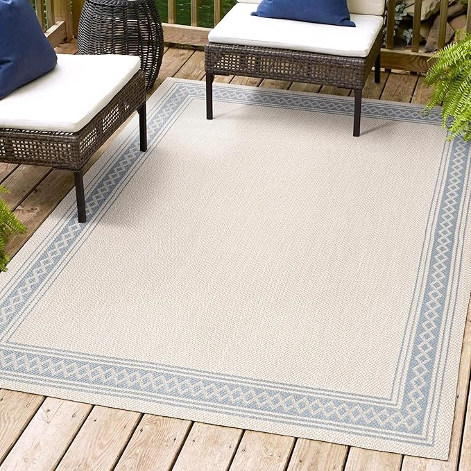 JONATHAN Y SMB207A-8 Lucia Classic Diamond Border Indoor Outdoor Area Rug, Farmhouse, Traditional... | Amazon (US)