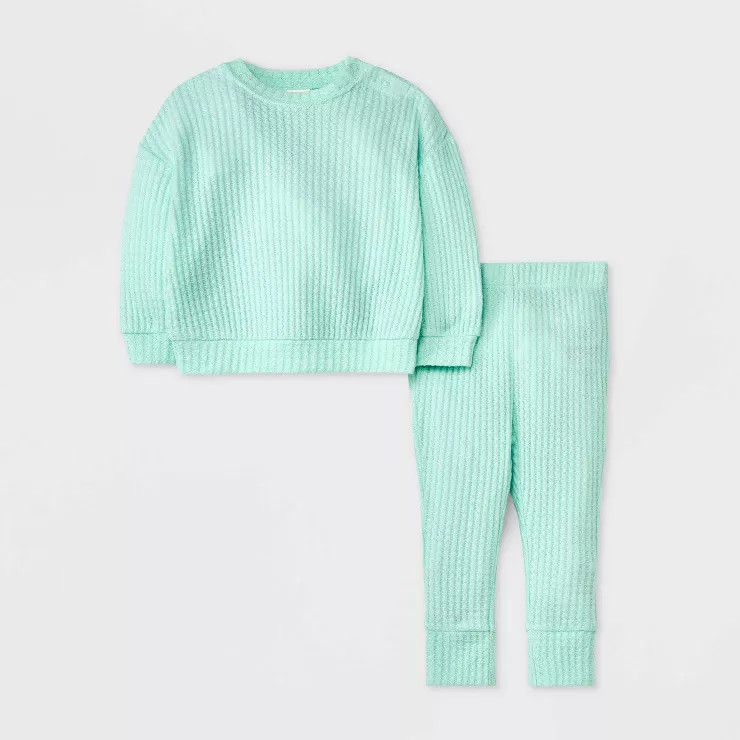 Baby Long Sleeve Waffle Top & Bottom Set - Cat & Jack™ | Target