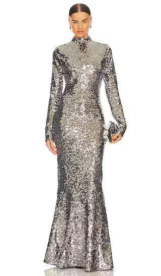 Sequin Funnel Maxi Dress in Gunmetal001 | Revolve Clothing (Global)