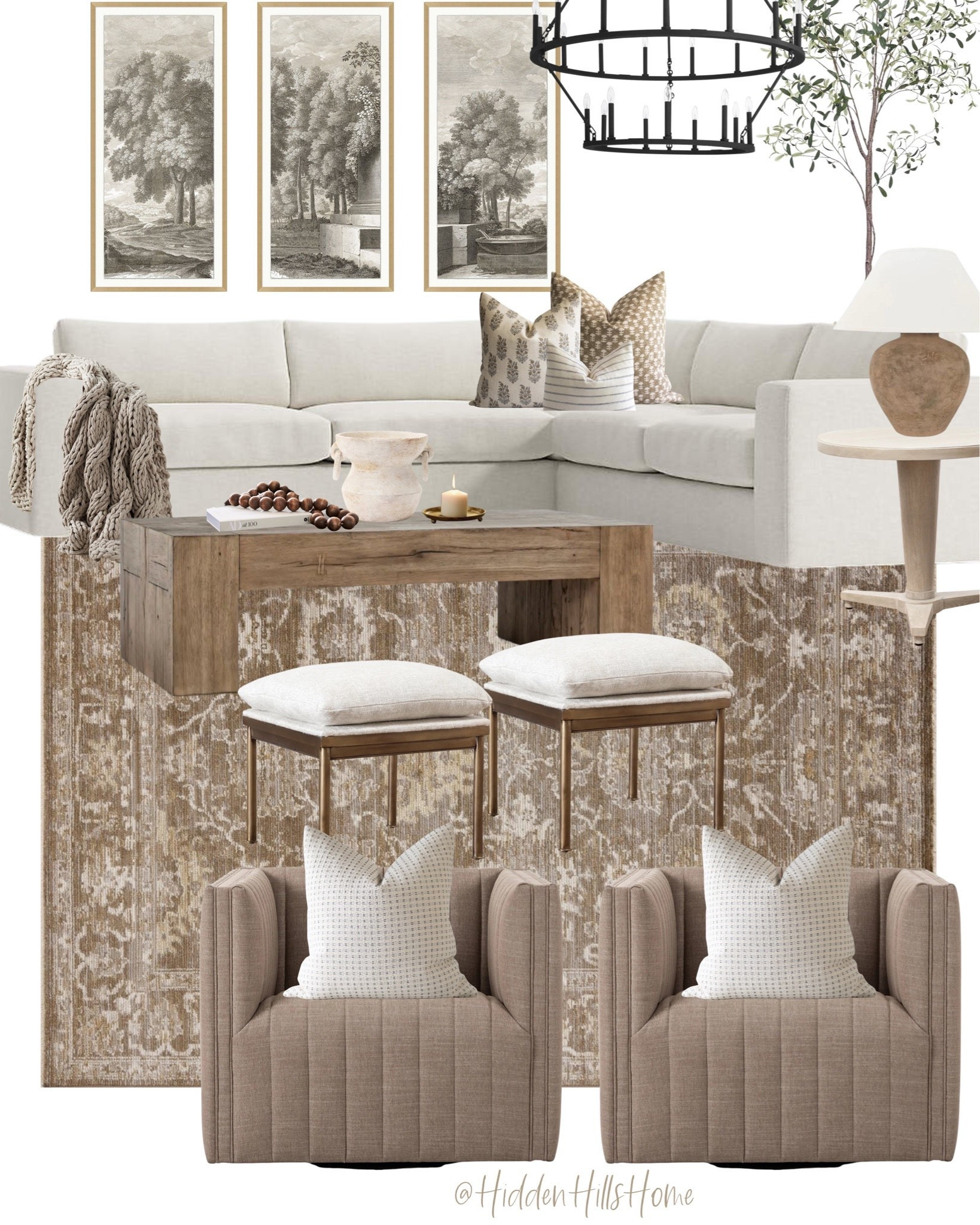 Cozy living room decor mood board, living room design, home decor ideas, sectional sofa, living room inspiration, accent chairs, coffee table #home

#LTKHome #LTKSaleAlert #LTKSeasonal