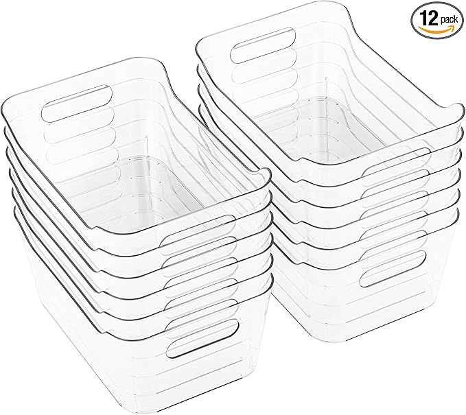 Tiawudi 12 Pack Plastic Storage Bins, Multi-Use Organizer Bins, Pantry Organizer, Clear Storage C... | Amazon (US)