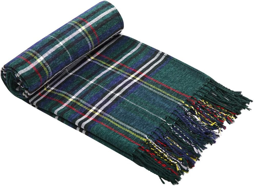 JUDYBRIDAL Plaid Chenille Throw Blanket, Extra Soft Cozy Knitted Decorative Blanket, All-Season D... | Amazon (US)