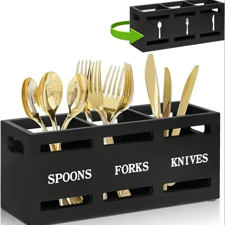 Wooden Silverware Holder Flatware Cutlery Holder Flatware Utensil Caddy Wood Silverware Organizer... | Walmart (US)
