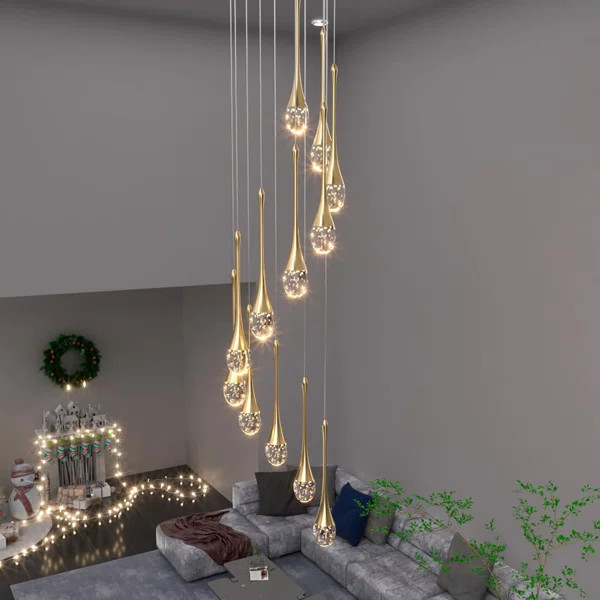 Natya 12 - Light Crystal Dimmable LED Teardrop Chandelier | Wayfair North America