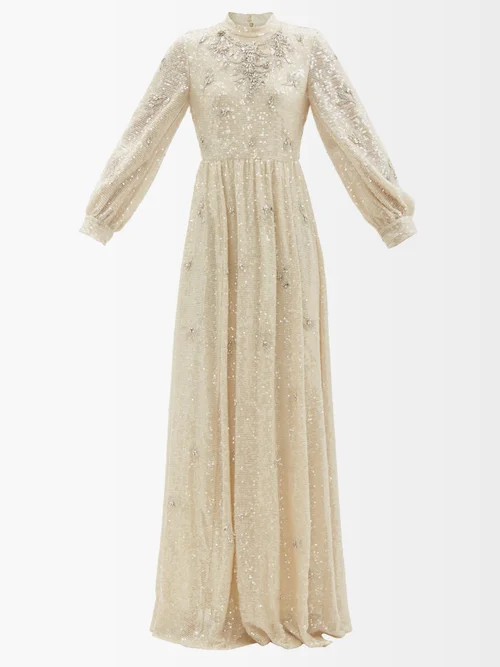 Erdem - Kara Beaded Sequinned Gown - Womens - Ivory | Matches (UK)