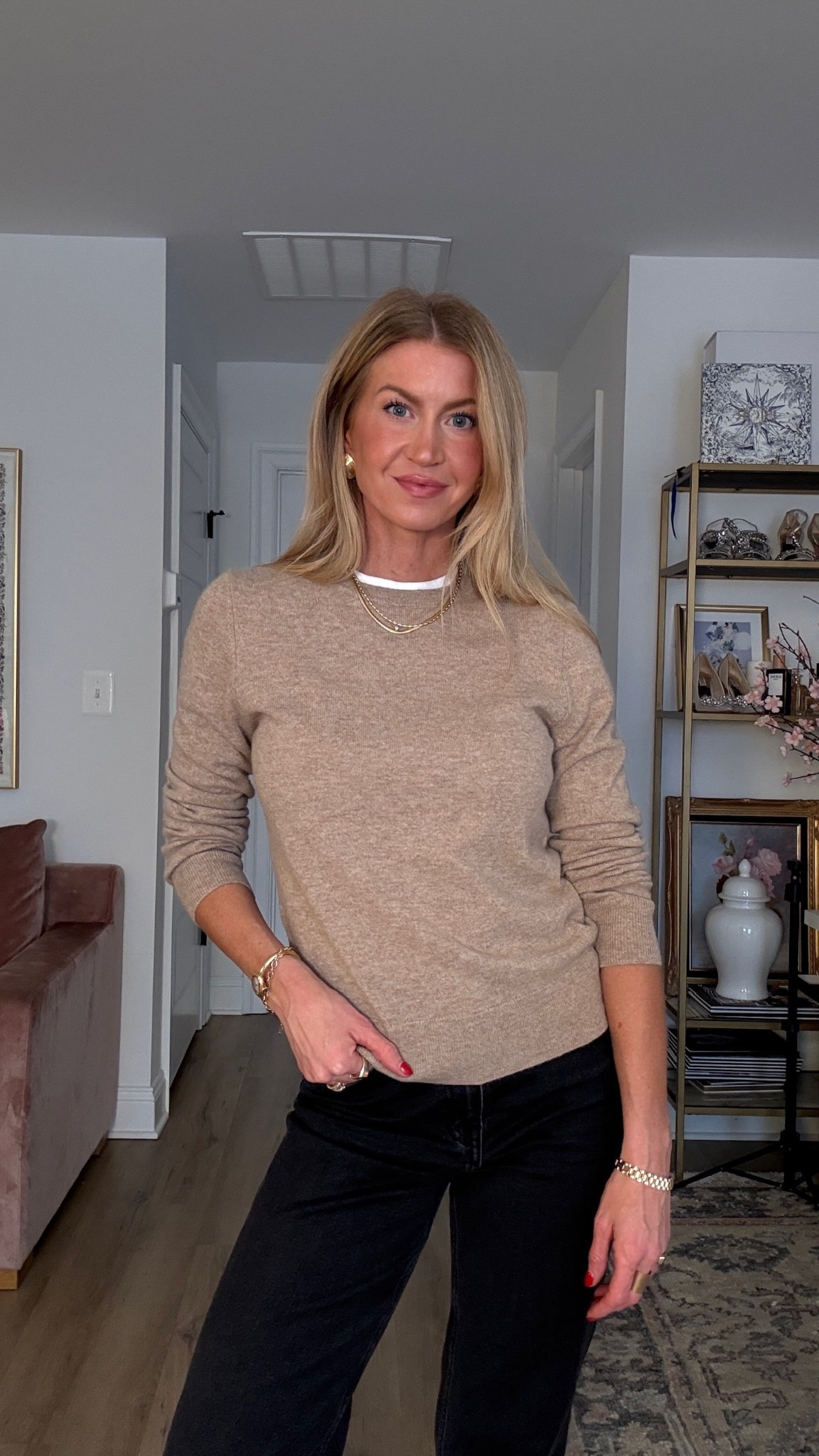 A classic sweater you can wear so many different ways! 
Sweater: runs TTS, wearing size small 
Denim: run TTS. 

#LTKgrwm #LTKootd